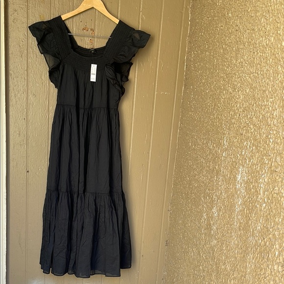 J. Crew Dresses & Skirts - J.Crew flutter sleeve tiered maxi dress in black